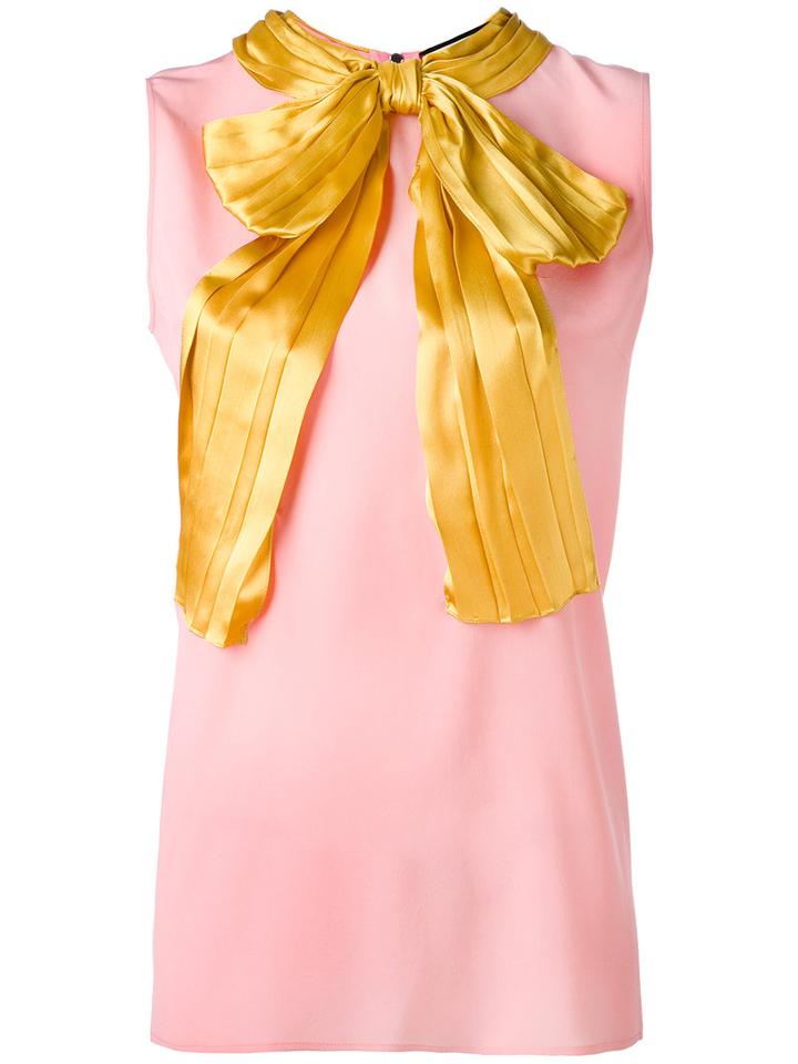 Gucci - Pussy Bow Sleeveless Blouse - Women - Silk - 46, Pink/purple, Silk