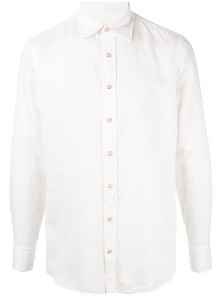 Lardini Regular Fit Curved Hem Shirt - White