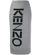 Kenzo Intarsia Logo Skirt - Grey