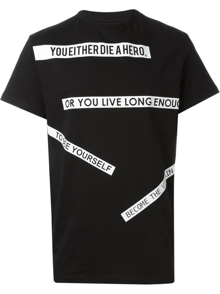 Ejxiii Slogan Stripes T-shirt, Men's, Size: Xs, Black, Cotton