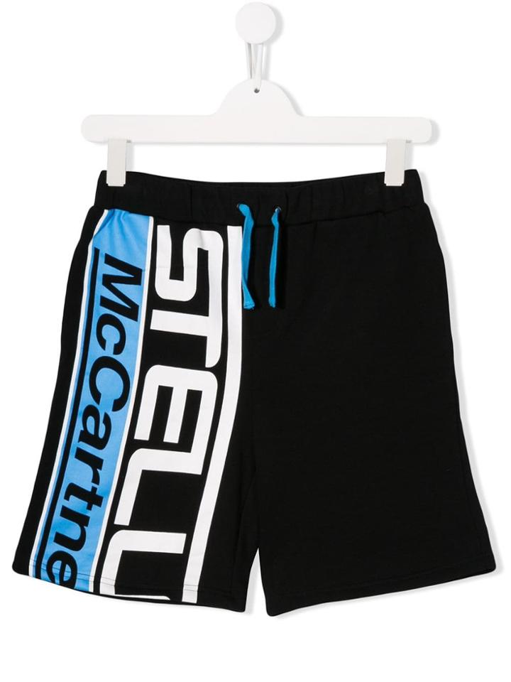 Stella Mccartney Kids Teen Stella Logo Print Shorts - Black