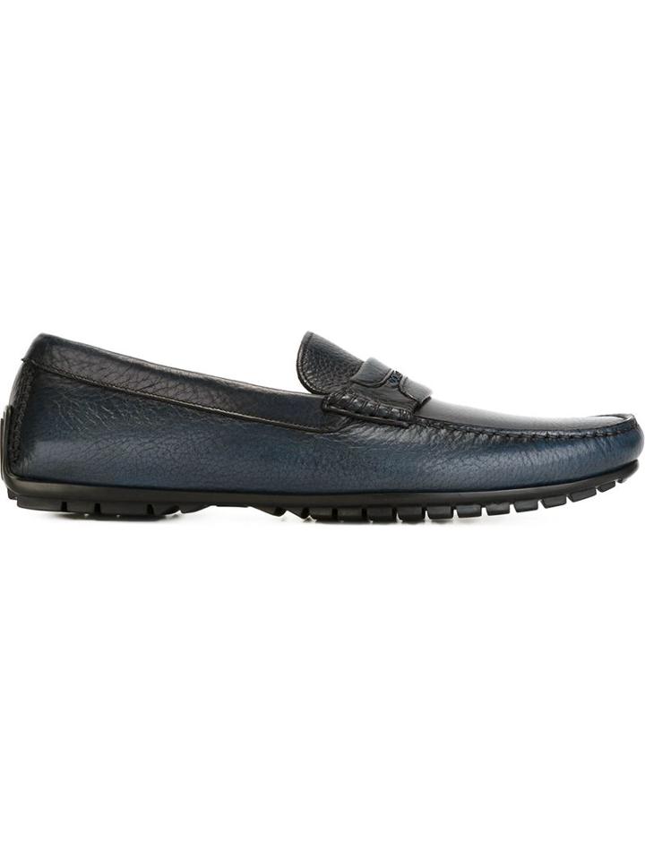 Dolce & Gabbana Classic Loafers, Men's, Size: 41, Blue, Calf Leather/leather/rubber