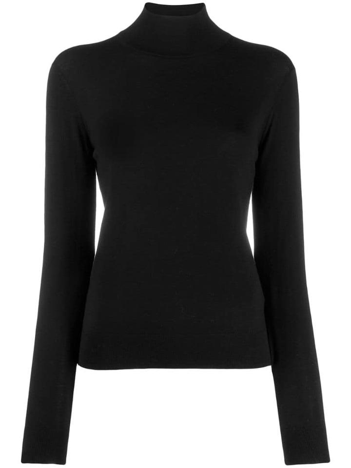 Theory Fine Knit Turtleneck Sweater - Black