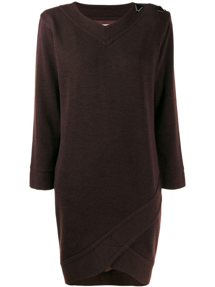 Yves Saint Laurent Pre-owned 1980's Envelope Hem Longsleeved Dress -