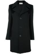 Saint Laurent Contrast Panel Coat, Women's, Size: 40, Black, Silk/cotton/wool