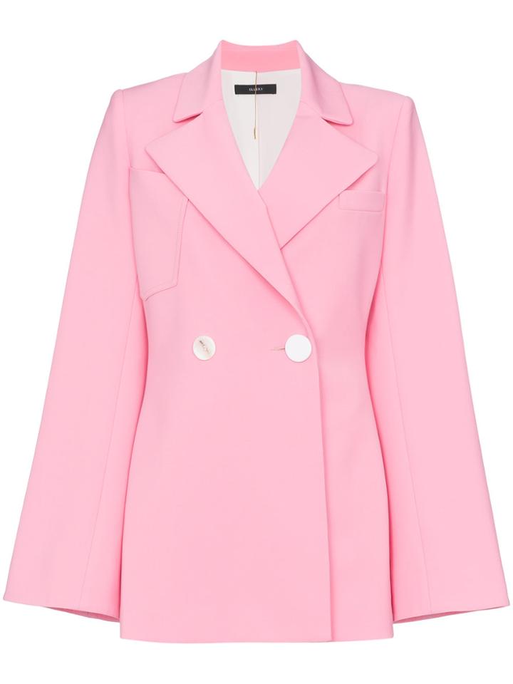 Ellery Calling Card Wool Blend Blazer Jacket - Pink & Purple