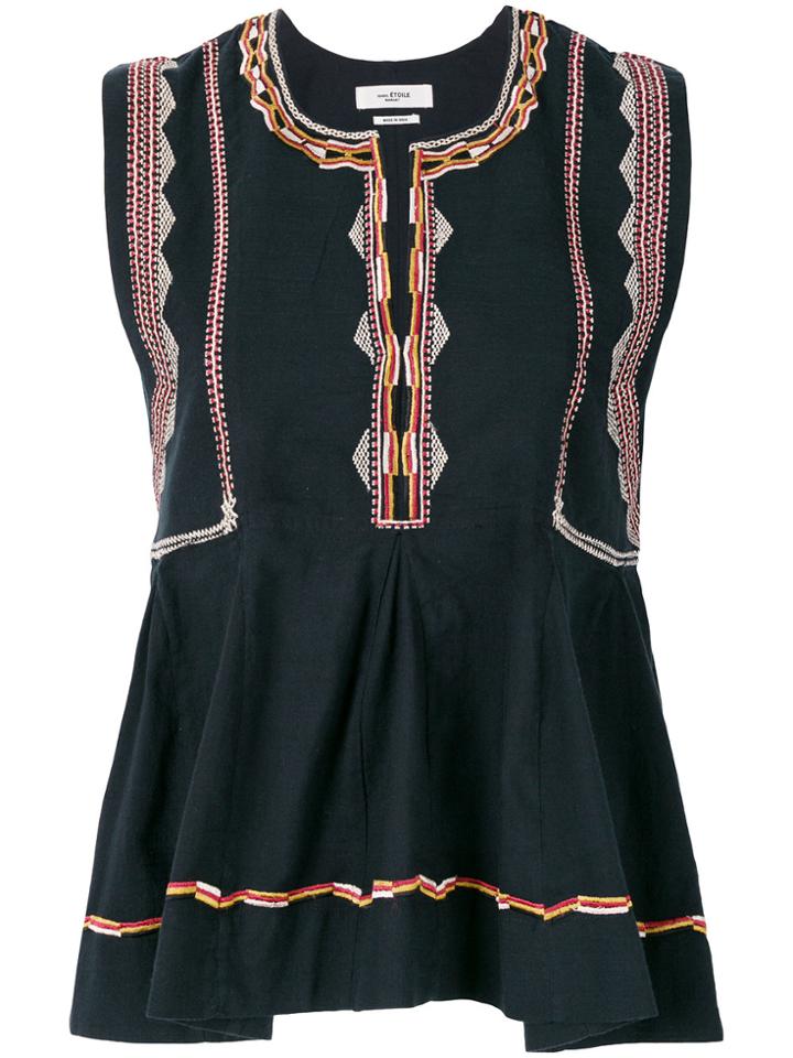 Isabel Marant Étoile Embroidered Peplum Top - Black