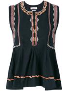 Isabel Marant Étoile Embroidered Peplum Top - Black