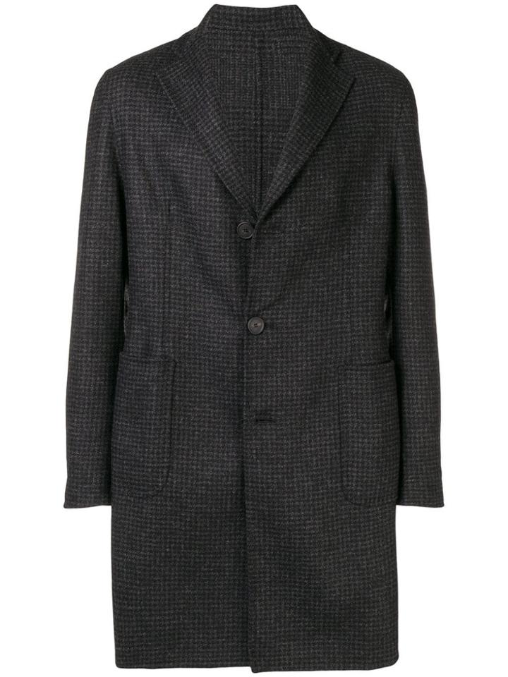 Tagliatore Houndstooth Single-breasted Coat - Black