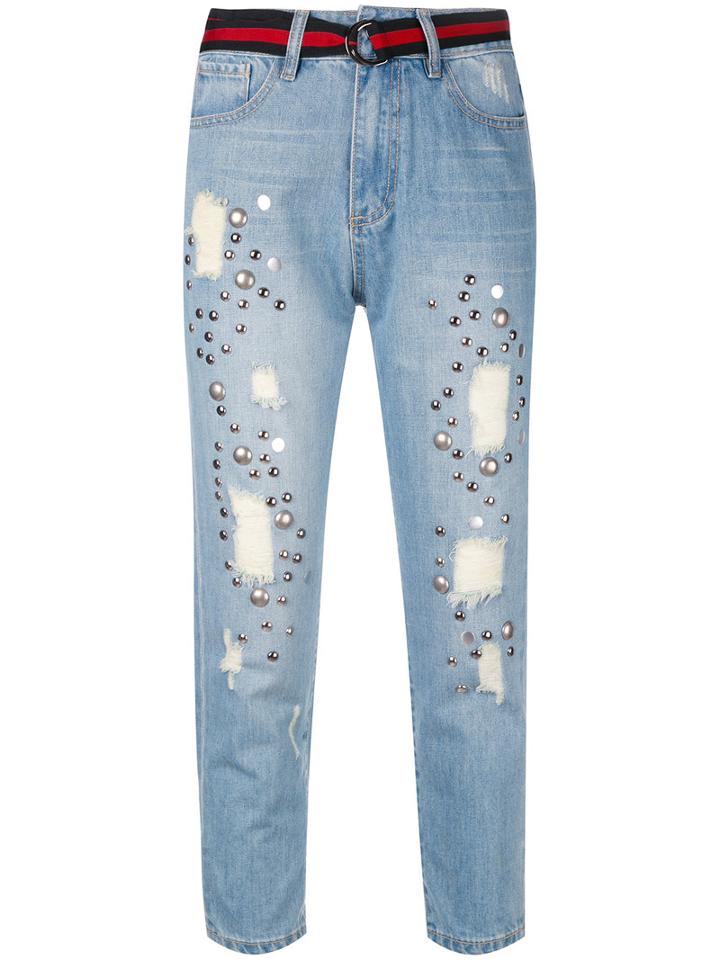 Isabelle Blanche - Distressed Cropped Jeans - Women - Cotton - S, Blue, Cotton