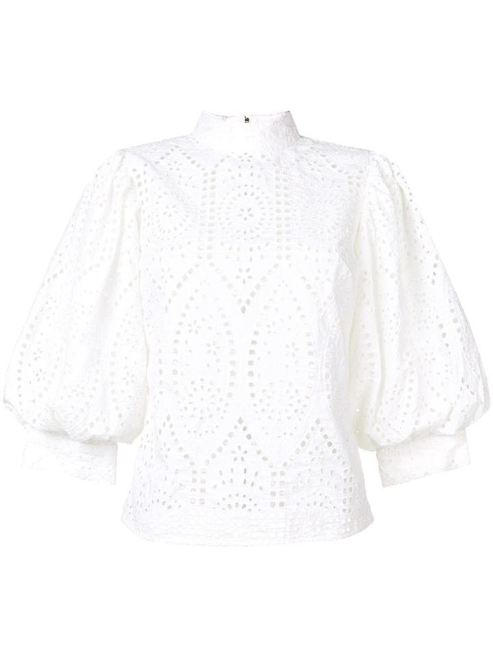 Ganni Broderie Blouse - White