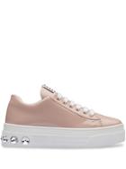 Miu Miu Crystal Embellished Platform Sneakers - Pink