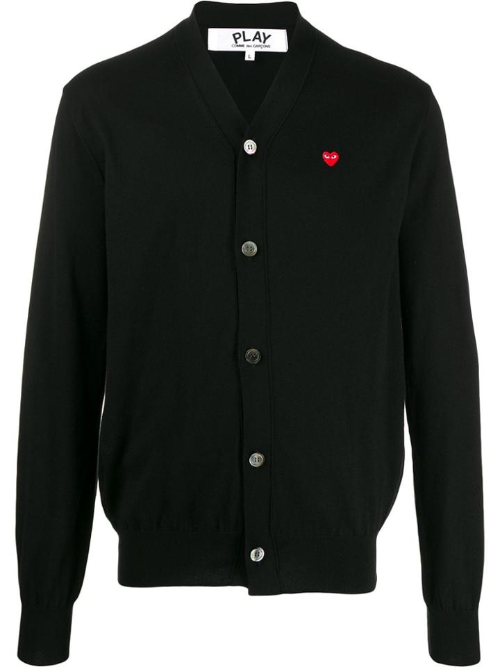 Comme Des Garçons Play Heart Logo V-neck Cardigan - Black