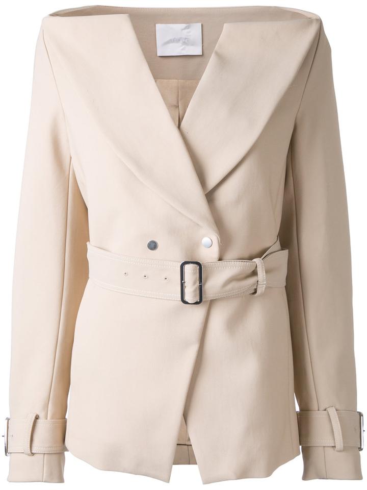 Dion Lee - Horizontal Trench Blazer - Women - Viscose - 10, Women's, Nude/neutrals, Viscose