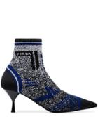 Prada 65 Jacquard Knit Booties - Blue
