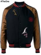 Lanvin Patch Applique Varsity Jacket, Men's, Size: 46, Blue, Cotton/polyurethane/cupro/virgin Wool