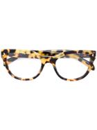 Prada Eyewear Leopard Print Glasses - Brown