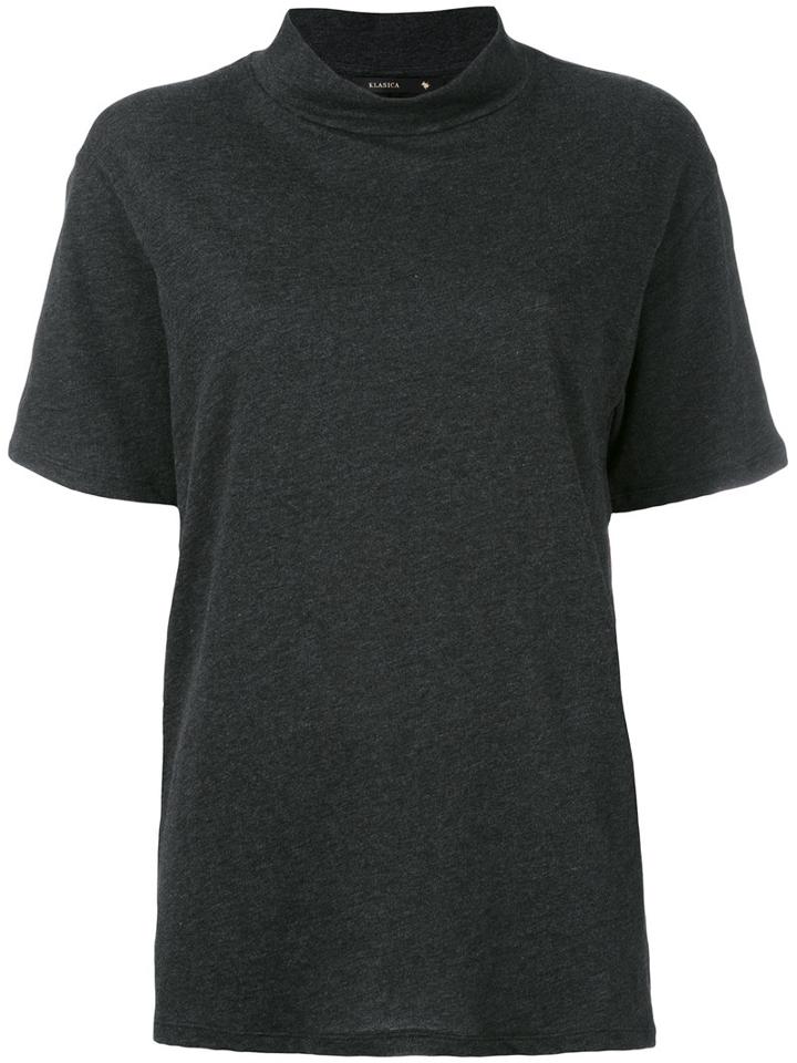 Klasica - Turtle Neck T-shirt - Women - Cotton - 4, Grey, Cotton