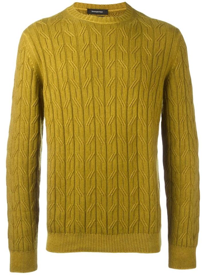 Ermenegildo Zegna Round Neck Jumper, Men's, Size: 50, Yellow/orange, Cashmere