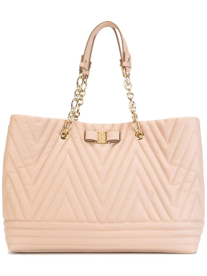 Salvatore Ferragamo Vara Quilted Tote - Pink & Purple