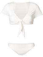 Danielle Guizio Front Knot Bikini - White