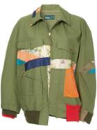 Kolor Patchwork Military Short Coat - Green