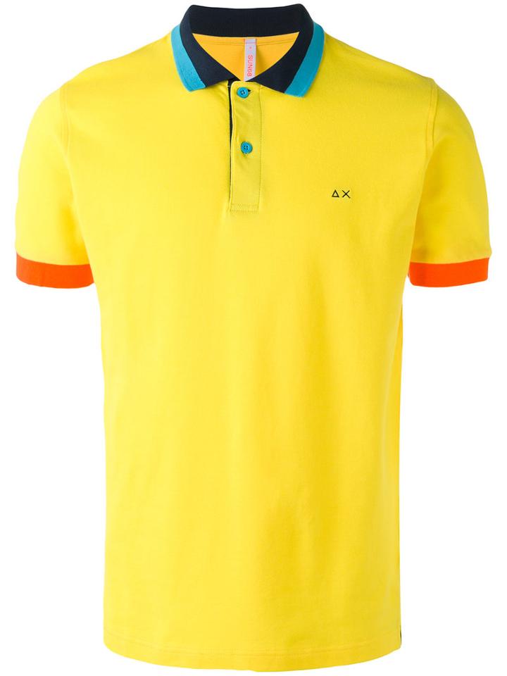 Sun 68 Contrast Polo Shirt, Men's, Size: Xxl, Yellow/orange, Cotton/spandex/elastane