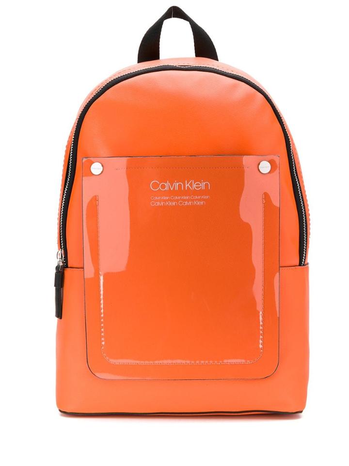 Calvin Klein Vinyl Logo Patch Backpack - Orange