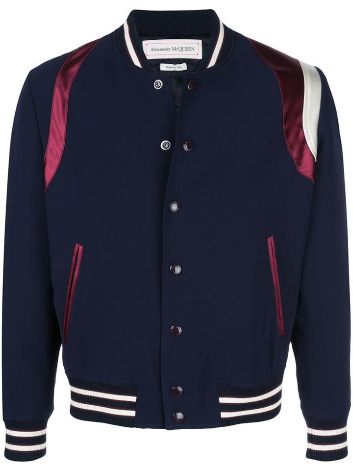 Alexander Mcqueen Harness Effect Varsity Jacket - Blue
