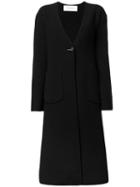 Le Ciel Bleu Single Breasted Coat, Women's, Size: 36, Black, Wool/nylon