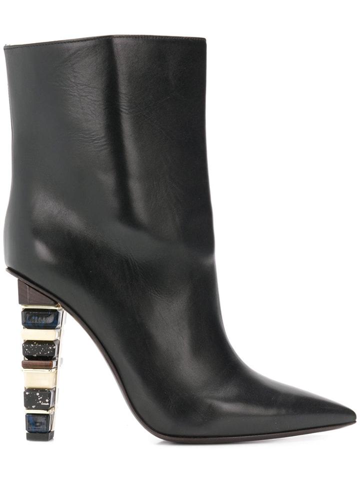 Poiret Contrast Heel Boots - Black