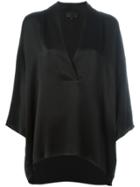 Nili Lotan V Neck Wrap Blouse - Black