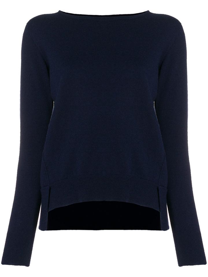 Agnona Round Neck Uneven Hem Jumper - Blue