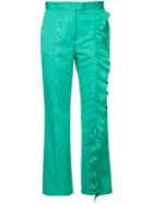 Msgm Ruffle Tailored Trousers - Green