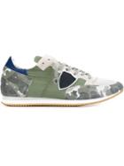 Philippe Model Camouflage Panelled Sneakers, Men's, Size: 39, White, Nylon/leather/rubber