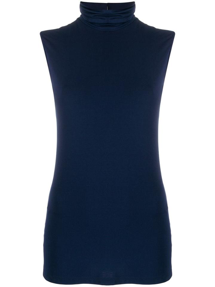 Styland Turtleneck Sleeveless Blouse - Blue