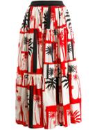 Fausto Puglisi Palm Tree Print Skirt - Red