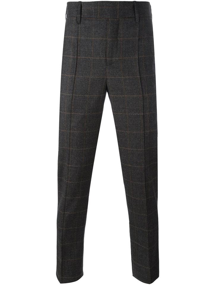 Neil Barrett Checked Tailored Trousers, Men's, Size: 48, Black, Cotton/polyamide/polyester/virgin Wool