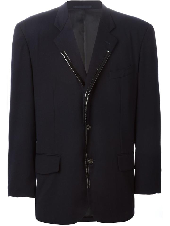 Comme Des Garçons Vintage Pvc Trim Blazer - Blue