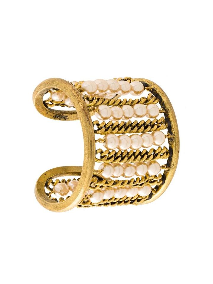 Chanel Vintage Beaded Cuff, Women's, Metallic