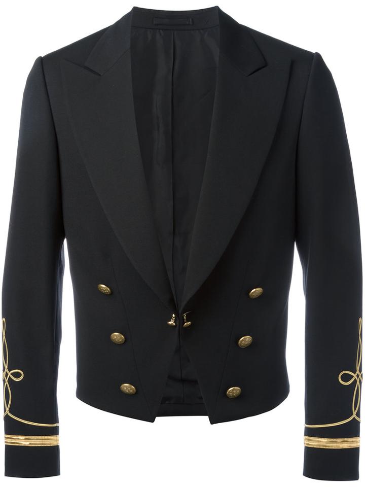Ports 1961 Double-breasted Peaked Lapels Blazer, Men's, Size: 48, Black, Virgin Wool/cupro