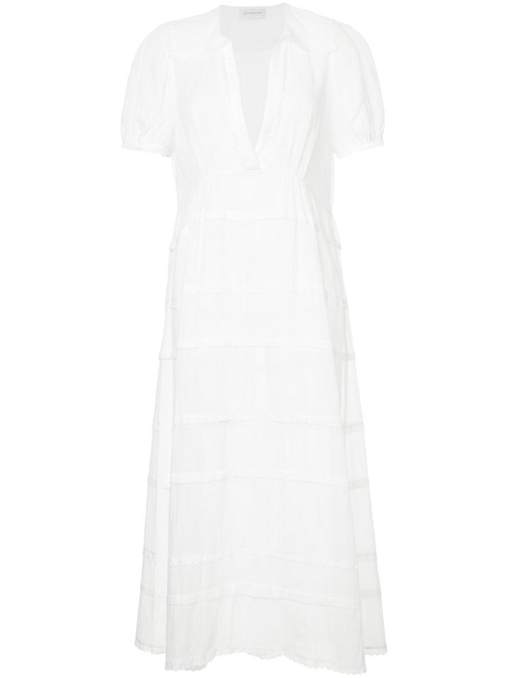Lee Mathews Carly Sheer Muslin Dress With Lace - White