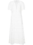 Lee Mathews Carly Sheer Muslin Dress With Lace - White