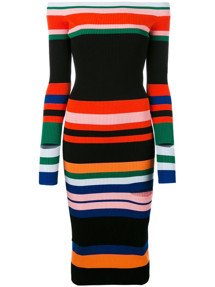 Striped Knitted Dress - Women - Cotton - Xs, Black, Cotton, Ports 1961