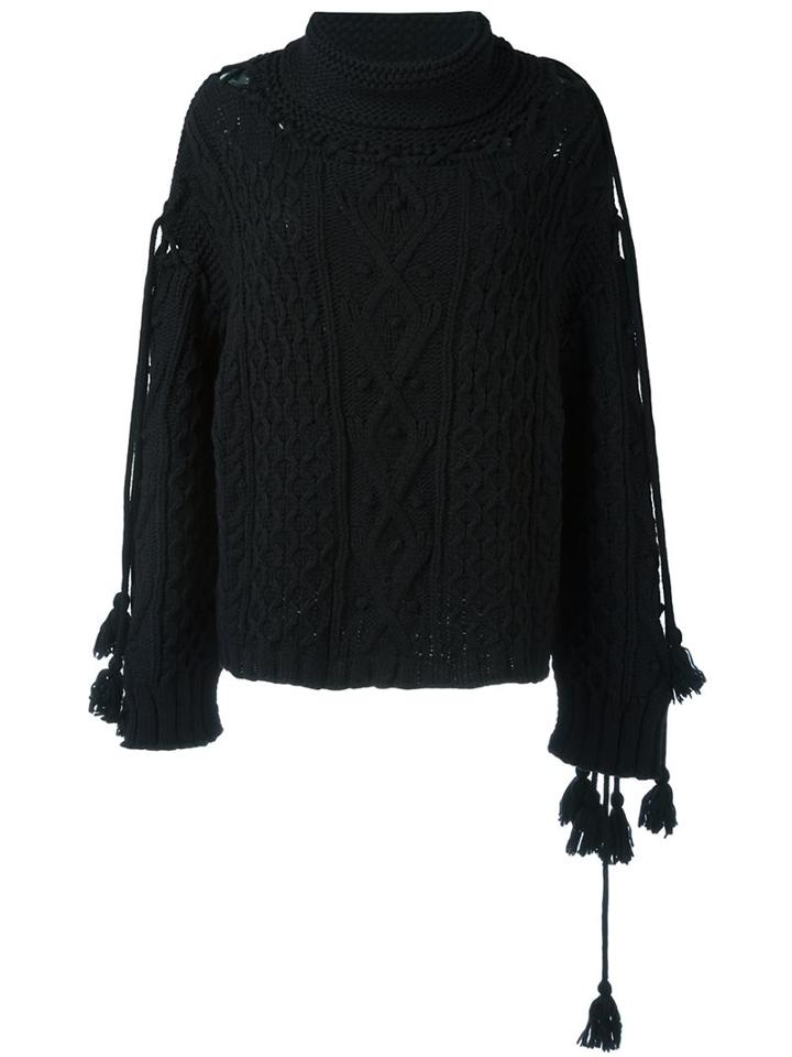Philosophy Di Lorenzo Serafini Knitted Poncho, Women's, Size: 38, Black, Nylon/virgin Wool