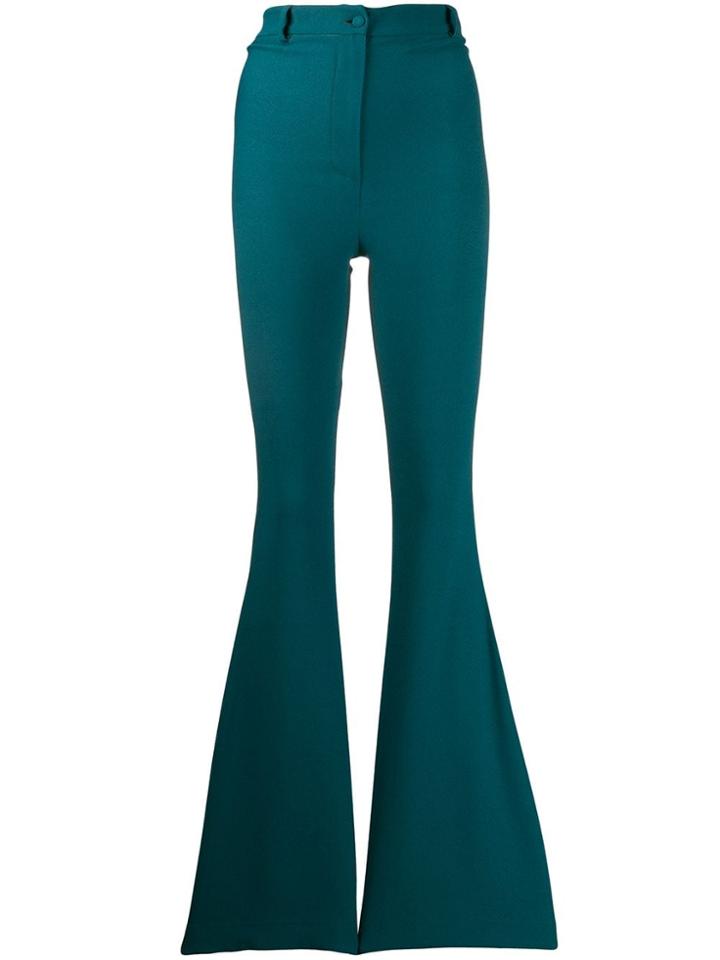 Hebe Studio High Waisted Flared Trousers - Green