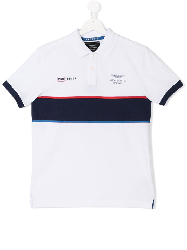 Hackett Kids Teen Aston Martin Logo Polo Shirt - White