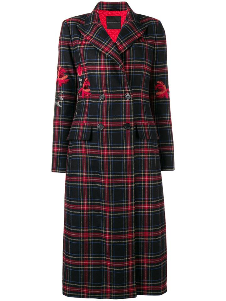 Ermanno Scervino Plaid Double Breasted Coat - Black