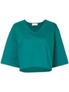 Le Ciel Bleu Flared Cropped T-shirt - Green