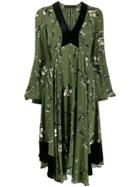 Etro Contrast Trim Floral Dress - Green